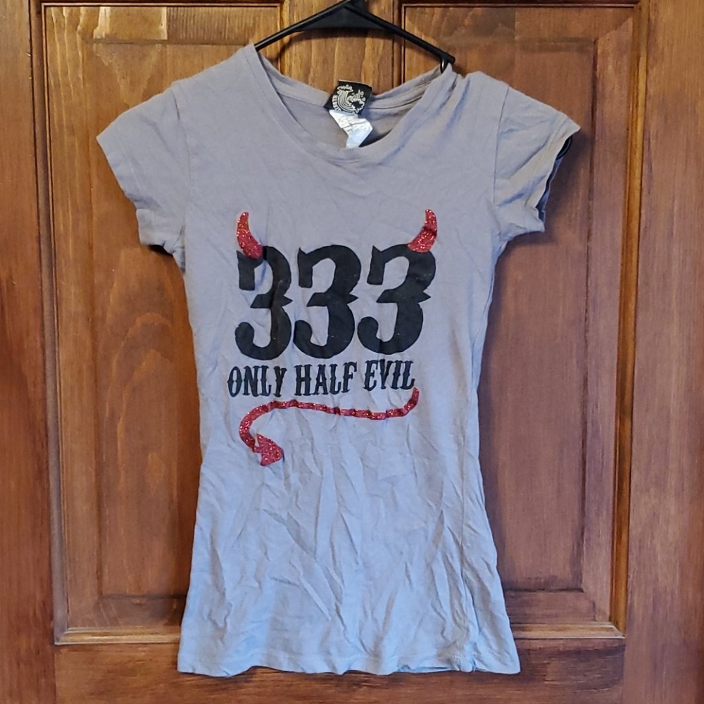 Hybrid Tees 333 Only Half Evil Horns tail Tshirt